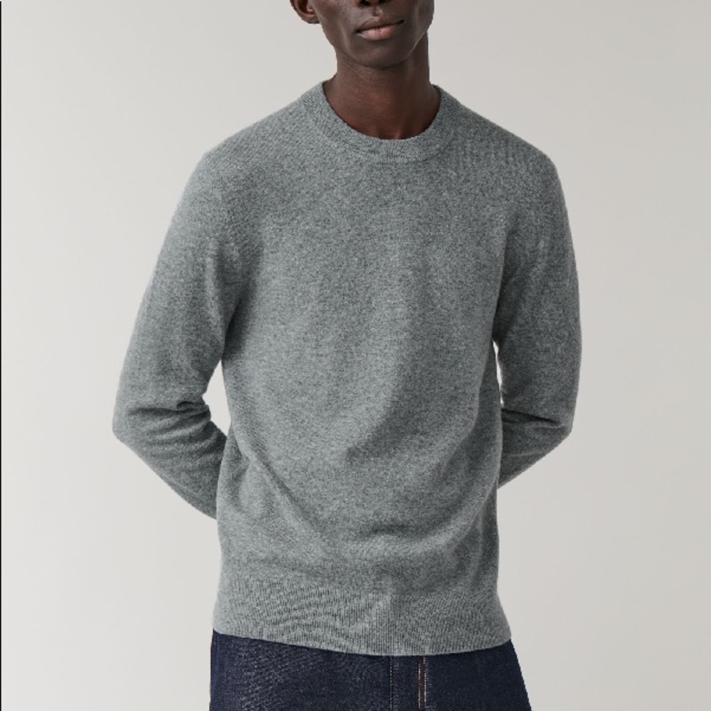 COS Unisex Wool Heather Green Crewneck Sweater